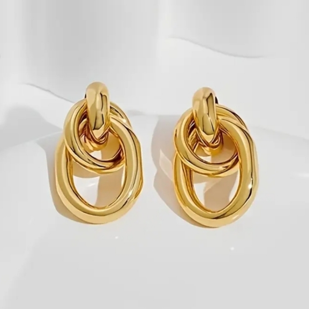 Double Hoop Gold Earrings